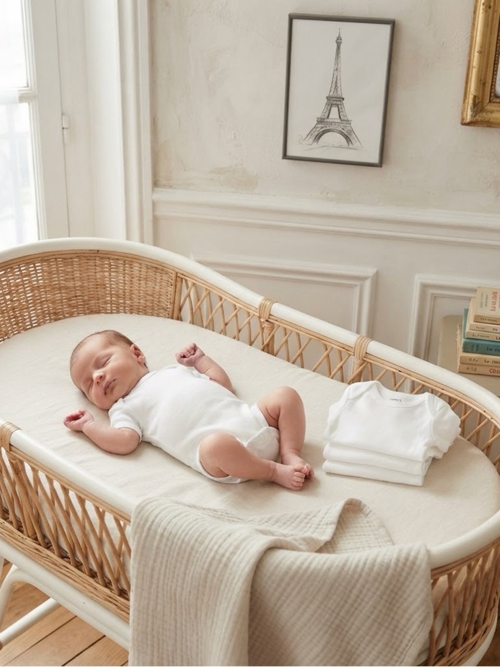 Carter's White Basics Short Sleeve Bodysuit Bundle x4